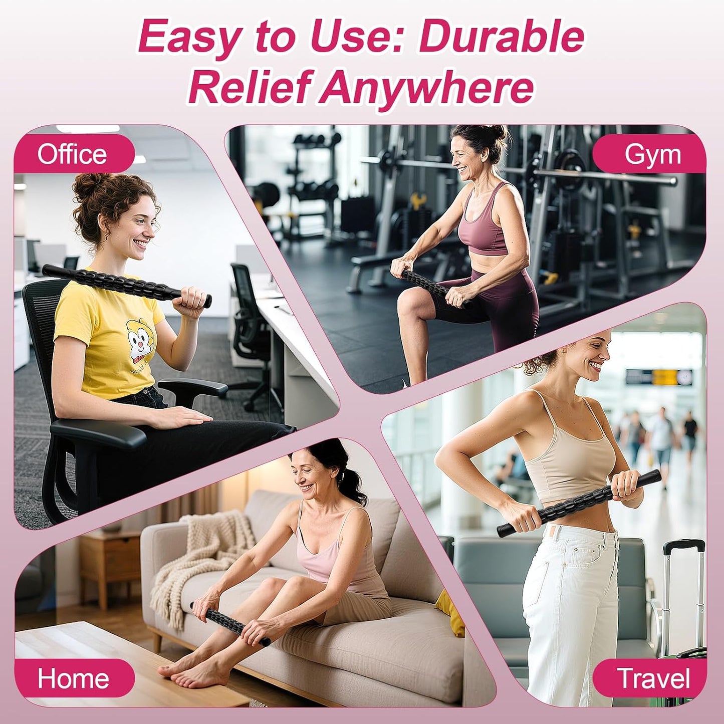Massage Roller, Muscle Roller Stick, Neck Massager Roller, Therapy Stick for Legs, Calf, Thigh, Lipo Roller for Muscle Relief, Massage Rolling Pin for Trigger Points, Help Sore Muscle Recovery