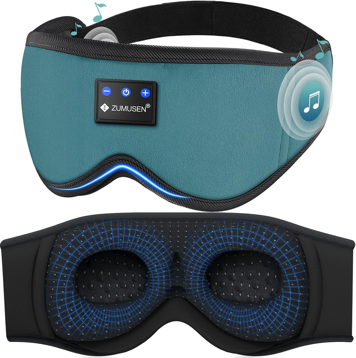 ZUMUSEN Bluetooth Sleep Headphones Mask with 3D Stereo Speakers