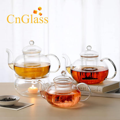 CnGlass Replacement Glass Tea Infuser with Lid for 20.3oz Teapot,Borosilicate Glass-Odor and Stain Free