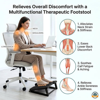 Bamboo Under Desk Foot Rest Foot Stool Rocking Footrest (Nature Semicircle) | Ergonomic Wooden Foot Stool with Non-Slip Surface