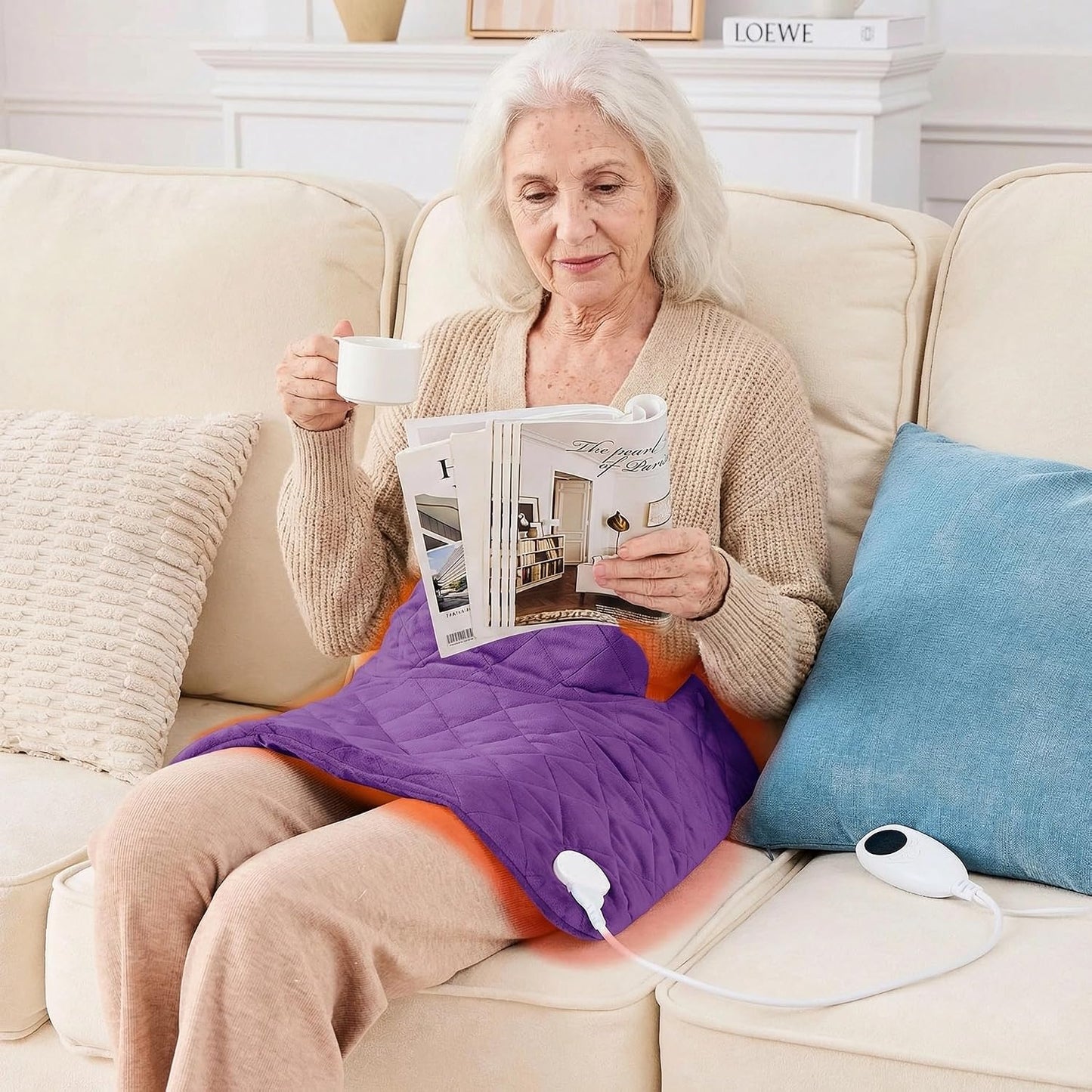 Weighted Heating Pad for Neck Shoulders and Back, Mothers Day Gifts for Mom Wife Grandma, Birthday Gifts for Women Men Dad, Instant Electric Heated Blanket with 9 Heat Options 4 Auto-Off Timer, Grey