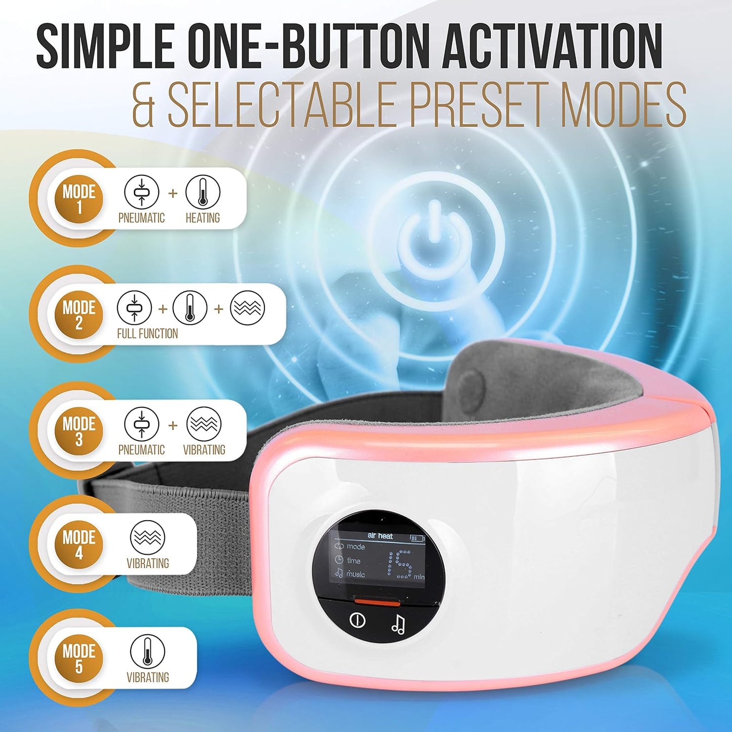 SereneLife Smart Eye Massager with Heat and Compression, Vibration, Music, Wireless Heated Mask for Migraines and Stress Therapy (Pink V2 Soft Fit)