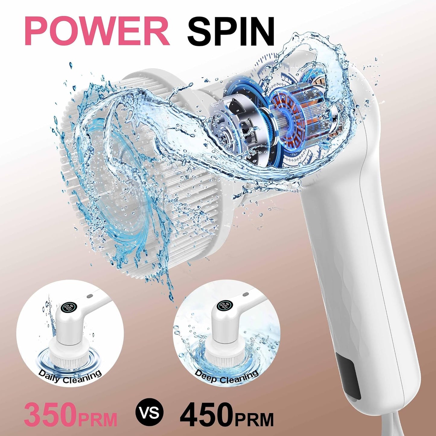 Dreazu Electric Spin Scrubber, 10-in-1 Shower Scrubber & Retractable Long Handle, 44 lbs High-Torque & Variable Speed Shower Cleaning Brush for Bathroom,Toilet, Bathtub, Kitchen, Tile Floors