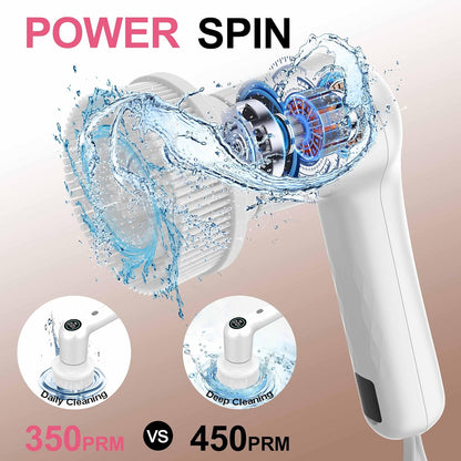 Dreazu Electric Spin Scrubber, 10-in-1 Shower Scrubber & Retractable Long Handle, 44 lbs High-Torque & Variable Speed Shower Cleaning Brush for Bathroom,Toilet, Bathtub, Kitchen, Tile Floors