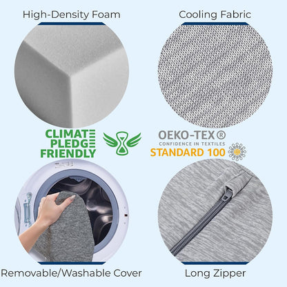 5 STARS UNITED Small Knee Pillow for Side Sleepers – Wedge Firm Foam Support for Belly, Back & Knees – Compact Maternity Cushion for Travel & Pregnancy Relief, Arctic Gray