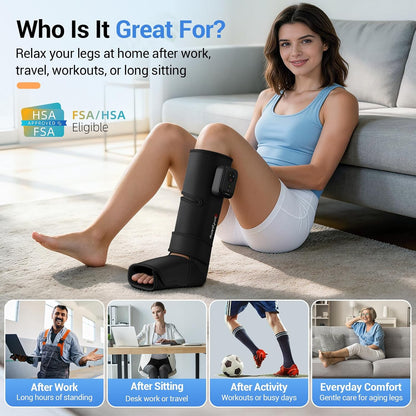 Comfytemp Air Compression Leg Massager for Circulation and Pain Relief FSA | Cordless & Rechargeable, Recovery for Varicose Veins, RLS, Foot and Calf Compression Boots, HSA Eligible (Fit Calf 13"~19")