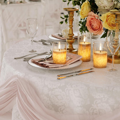 Battery Operated Flameless Candles with Remote & Timer, Gold Glass 3Pack | Real Wax Crystal Texture, D3×H4/5/6", 2/4/6/8H Timer, Dimming, Flickering Realistic LED Candles for Wedding Table Decor