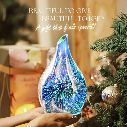 Porseme 280ml Remote Essential Oil Diffuser 3D Glass Ultrasonic Mist 7H