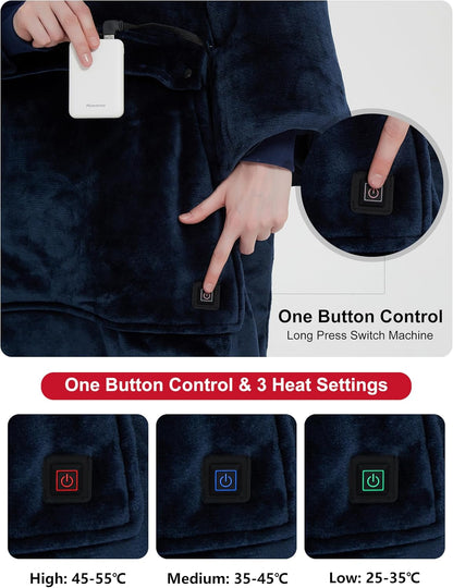 KFUBUO Wearable Heated Blanket Cordless Oversized Hoodie Sweatshirt