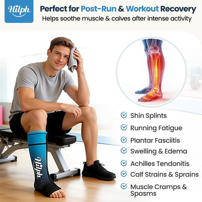 Hilph Full Calf Ankle Ice Pack Wrap, Extended Leg to Foot Ice Sleeve