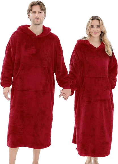 PJGGZ Wearable Blanket Hoodie for Women Men, Fleece Warm Comfy Hooded Sweatshirt with Pockets & Sleeves Cozy Gift for Adult