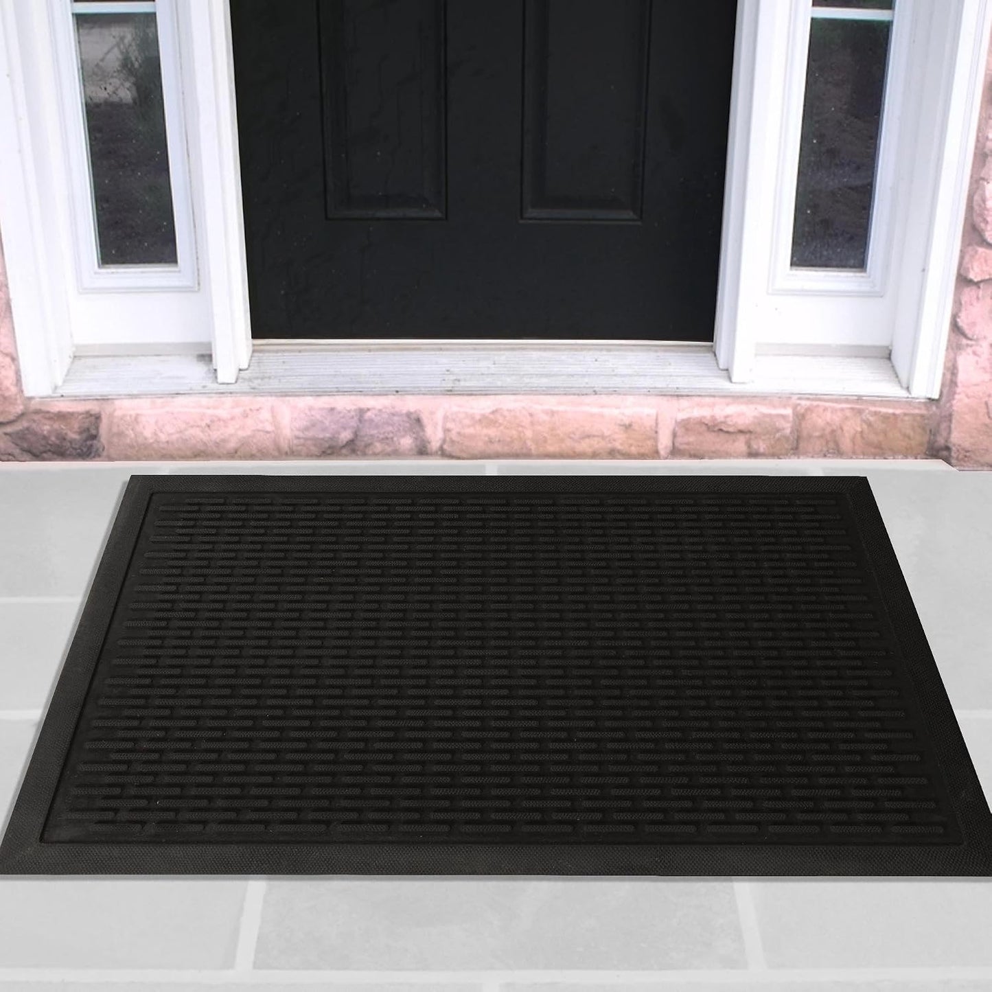 Ottomanson Waterproof Boot Tray Rubber Shoe Mat with Raised Edges, Heavy Duty Non Slip All Weather Entryway Mat for Shoes and Pets, Indoor Outdoor Use, 18" x 28"