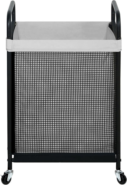 STO STO Laundry Hamper 2 Section, 100L Rolling Laundry Sorter Cart with Removable and Washable Liner Bag, Clothes Hamper with Wheels and Metal Handle for Laundry Room and Bedroom