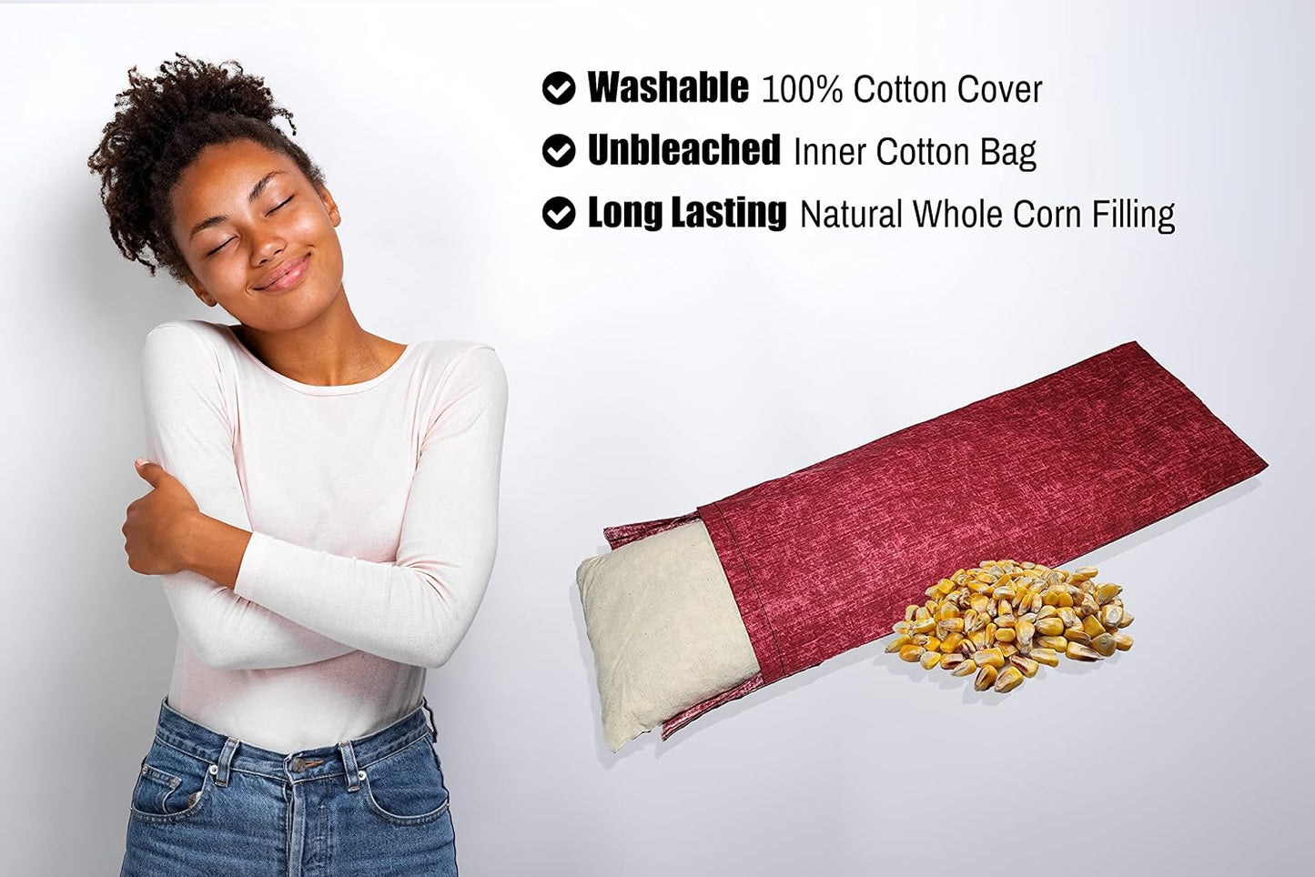 Microwavable Corn Filled Heating Pad and Cold Pack/Washable 100% Cotton Cover (Cross Hatch - Mint, 7.5in W x 11in L)
