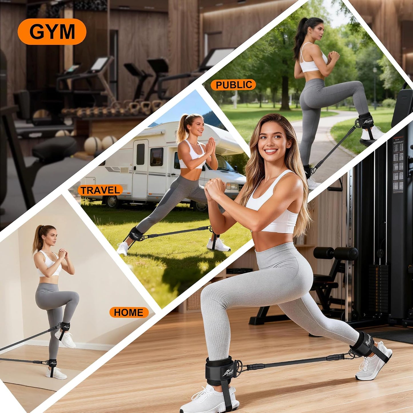 HPYGN Ankle Strap for Cable Machine, Padded Ankle Straps for Cable Machine Kickbacks, Glute Workouts, Leg Extensions, Curls, Booty Hip Abductors Exercise, Adjustable Comfort Ankle Cuff for Gym