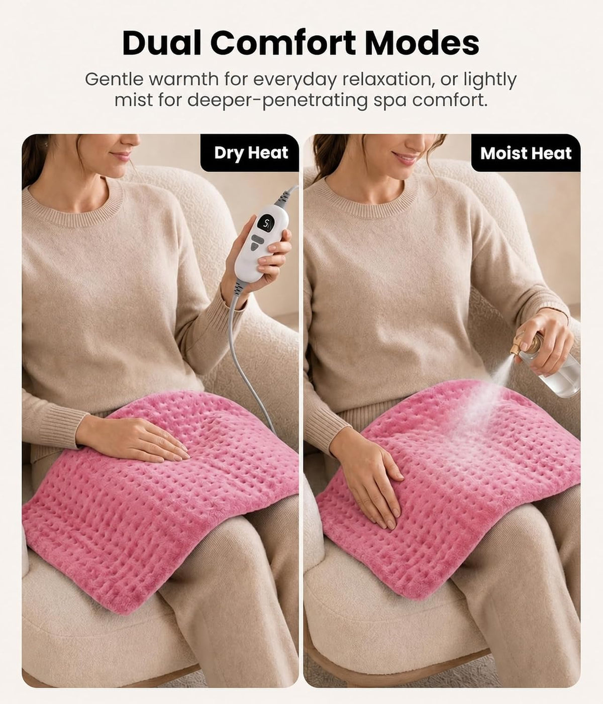 Electric Heating Pad for Back, Cramps, Shoulder, Moist & Dry Heat, 12"x24"