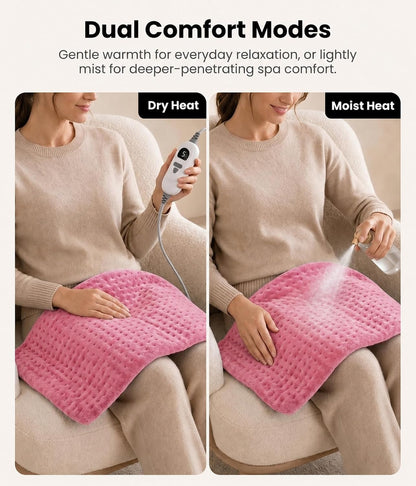 Electric Heating Pad for Back, Cramps, Shoulder, Moist & Dry Heat, 12"x24"