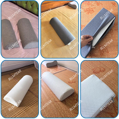 1/2 Pack Half Moon Bolster Pillow for Legs, Knees, Lower Back and Head | Lumbar Support Pillow for Bed, Sleeping | Semi Roll for Ankle and Foot Comfort - Machine Washable Cover(09,M:50x17x9cm)