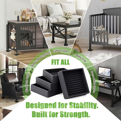xxxHOLIC Rubber Non Slip Furniture Pads, 2" Black Round, Set of 4 | Furniture Grippers for Hardwood Floors, Anti Skid Caster Cups, Bed Frame & Couch Stoppers, Floor Protectors for Heavy Duty