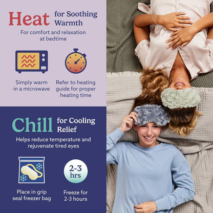 warmies Microwavable Eye Mask for Warmth & Comfort - Heating & Cooling Compress for Calming Relaxation - Weighted & Heated Eye Mask with Scented Lavender for Sleeping - Snowy