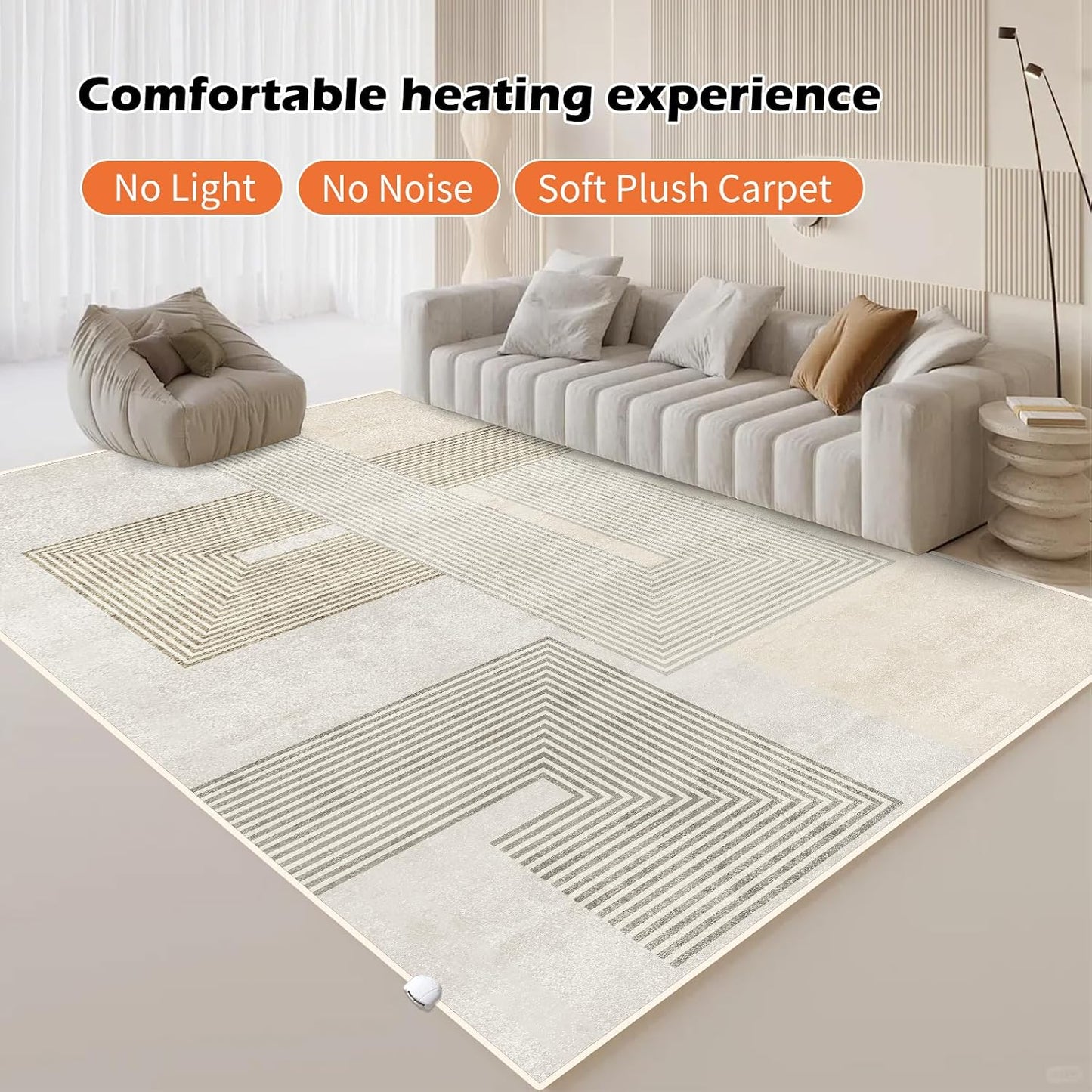 Electric Heated Carpet 35x55in Soft Plush Heating Rug 450W CX | Instant Warmth in 30s, 60 Heat Levels 12h Timer, Energy Efficient Safety Protection Ideal for Home Office Playroom 120V
