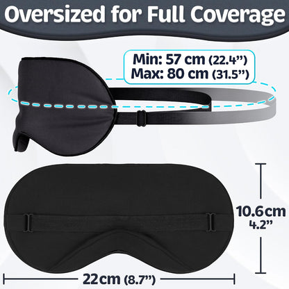 Sleep Mask - Navy Gray, 100% Viscose Derived from Bamboo - Lightweight Eye Mask with Adjustable Strap - Blackout Sleeping Blindfold for Women & Men - Comfortable Light Blocking Eye Cover