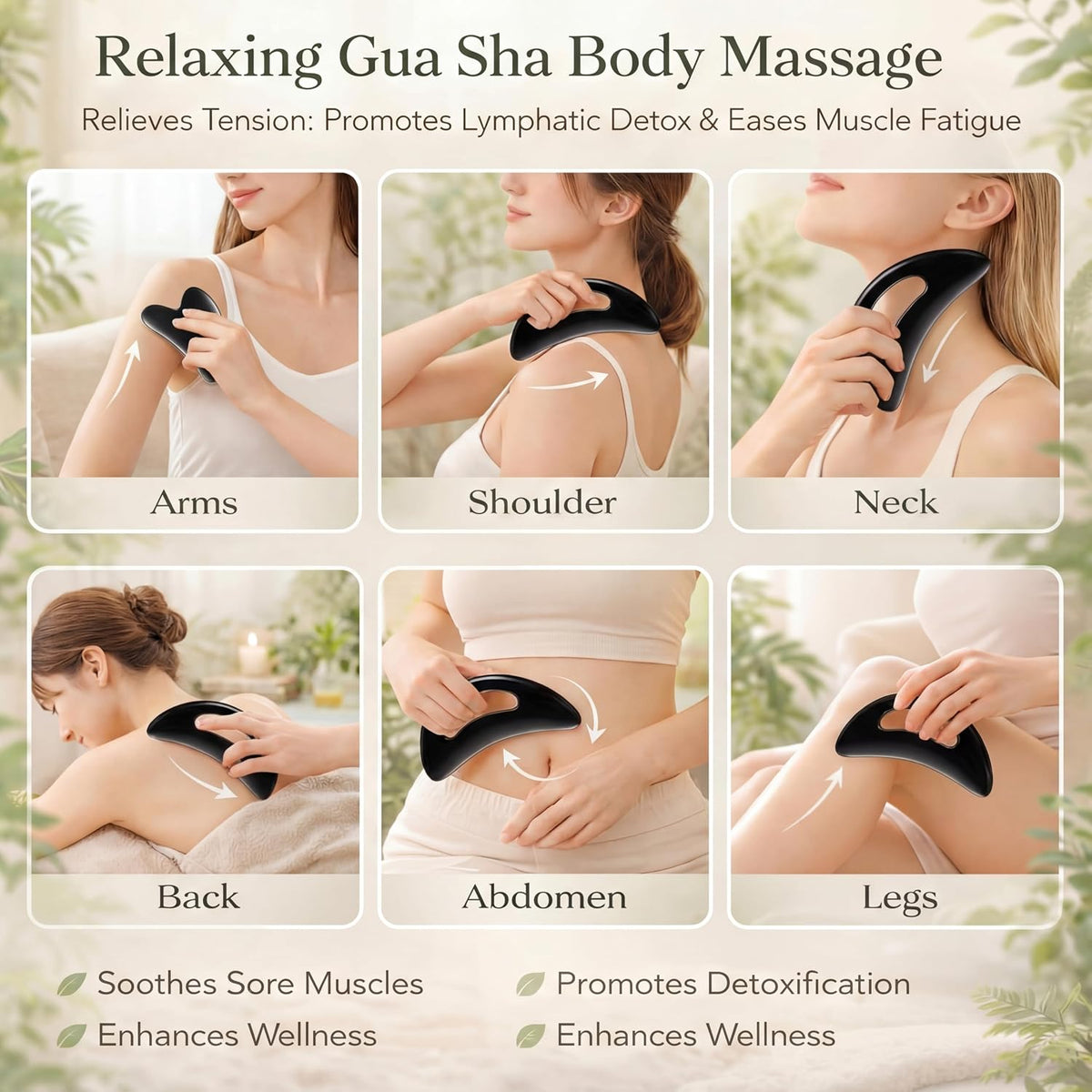 BBTO 2 Pcs Gua Sha Tools Body Scraper with Grip Facial Massage, Clear