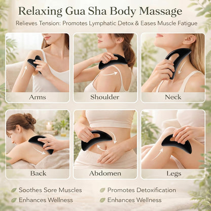 BBTO 2 Pcs Gua Sha Tools Body Scraper with Grip Facial Massage, Clear