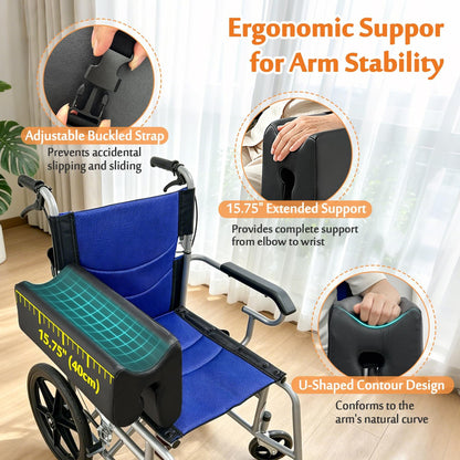 AOSSA Lateral Support for Wheelchair Arm Trough, Armrest Pad Cushion Wheelchair Attachment, Wedge Bolster Positioning Arm Elbow Rest Pillow for Elderly, Stroke Patient