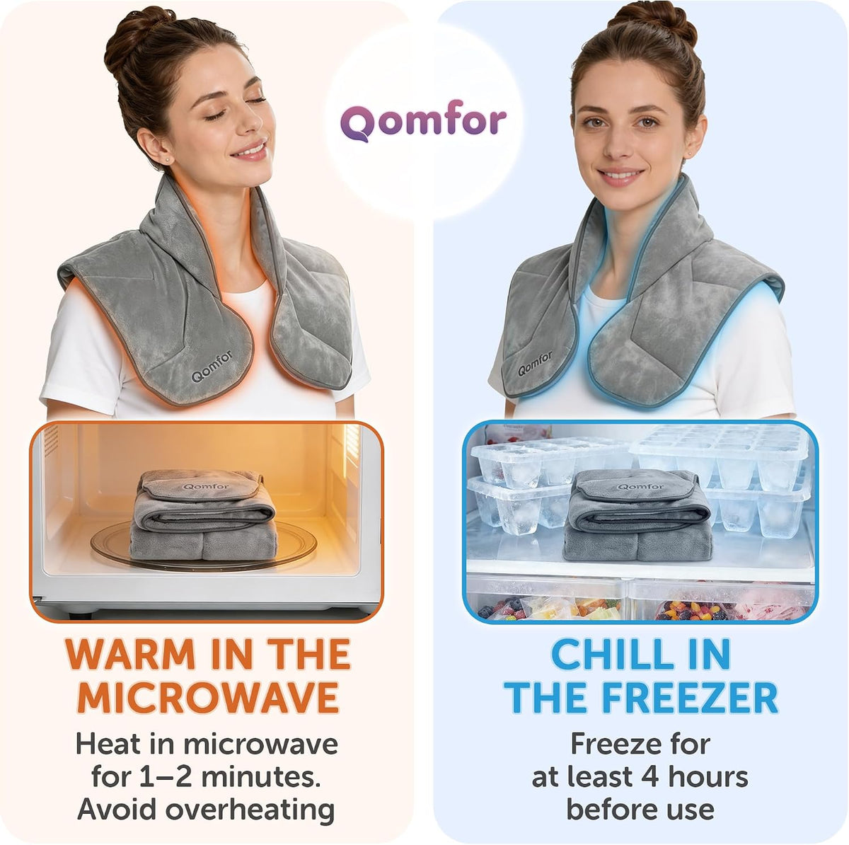 Qomfor - Microwavable Neck Wrap - Maroon Purple, Lavender Scent - Weighted Neck/Shoulder Wrap - Heating Pad - Hot/Cold Muscle Therapy, Stress Relief, Arthritis Pain, Soothing Comfort, Headache