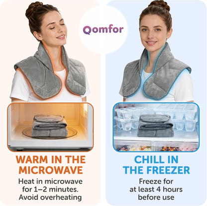 Qomfor - Microwavable Neck Wrap - Maroon Purple, Lavender Scent - Weighted Neck/Shoulder Wrap - Heating Pad - Hot/Cold Muscle Therapy, Stress Relief, Arthritis Pain, Soothing Comfort, Headache