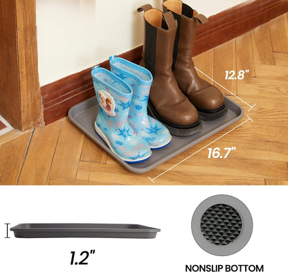 WATANIYA PET Boot Tray for Entryway Indoor, Heavy Duty Shoe Mat Tray 2 Packs, 16.7"x12.8" Waterproof Shoes Trays with Raised Edge, Outdoor Multi-Purpose Mats for Boots, Garden, Pets