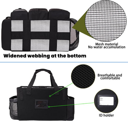 Large Cleaning Caddy Bag Built-in hard plastic sheet Aluminum foil lining | Waterproof nylon, aluminum foil lining, detachable dividers, dual straps for housekeepers