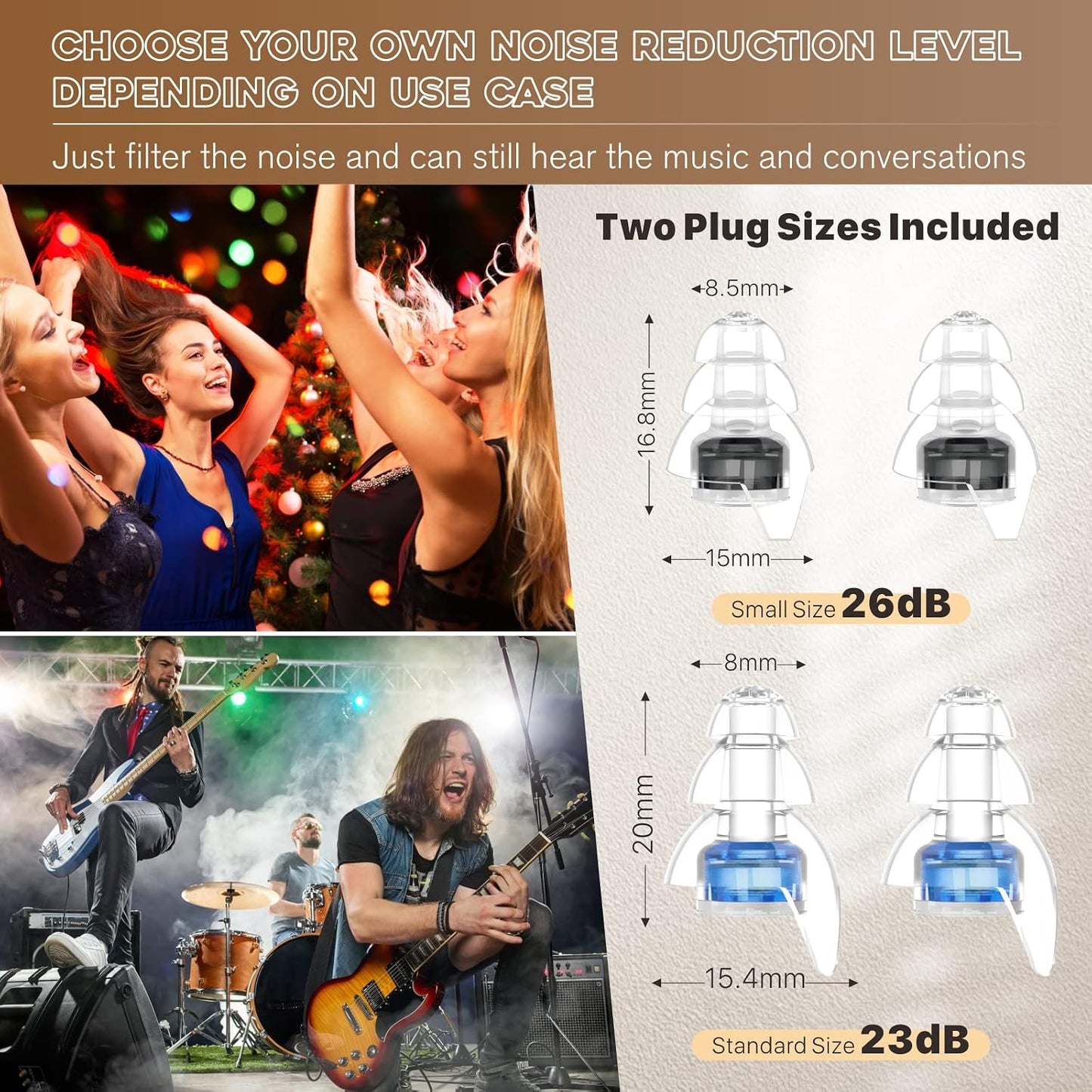 Hearprotek Concert Ear Plugs, 2Pairs Reusable high Fidelity Musician Ear Plugs for Concerts Loud Music-Noise Reduction Ear Protection earplugs for Rave,Festival,Music,Tinnitus Relief