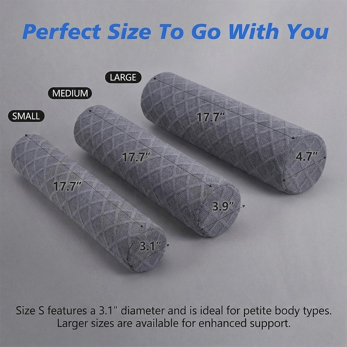3.1" Small Neck Roll Memory Foam Pillow Cylinder,Detachable Cover | Neck Support Pillows for Sleeping,Comfortable Breathable,Round Bolster Pillow for Bed,Back ,Lumbar Leg and Yoga Pain Relief