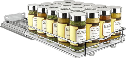 LYNK PROFESSIONAL® Pull Out Spice Organization for Cabinets - 4-3/8 inch Wide – Spice Rack for Inside Cabinets, Slide Out Spice Rack Organizer for cabinet – Pull Out Spice Rack, Sliding 2 Tier Chrome