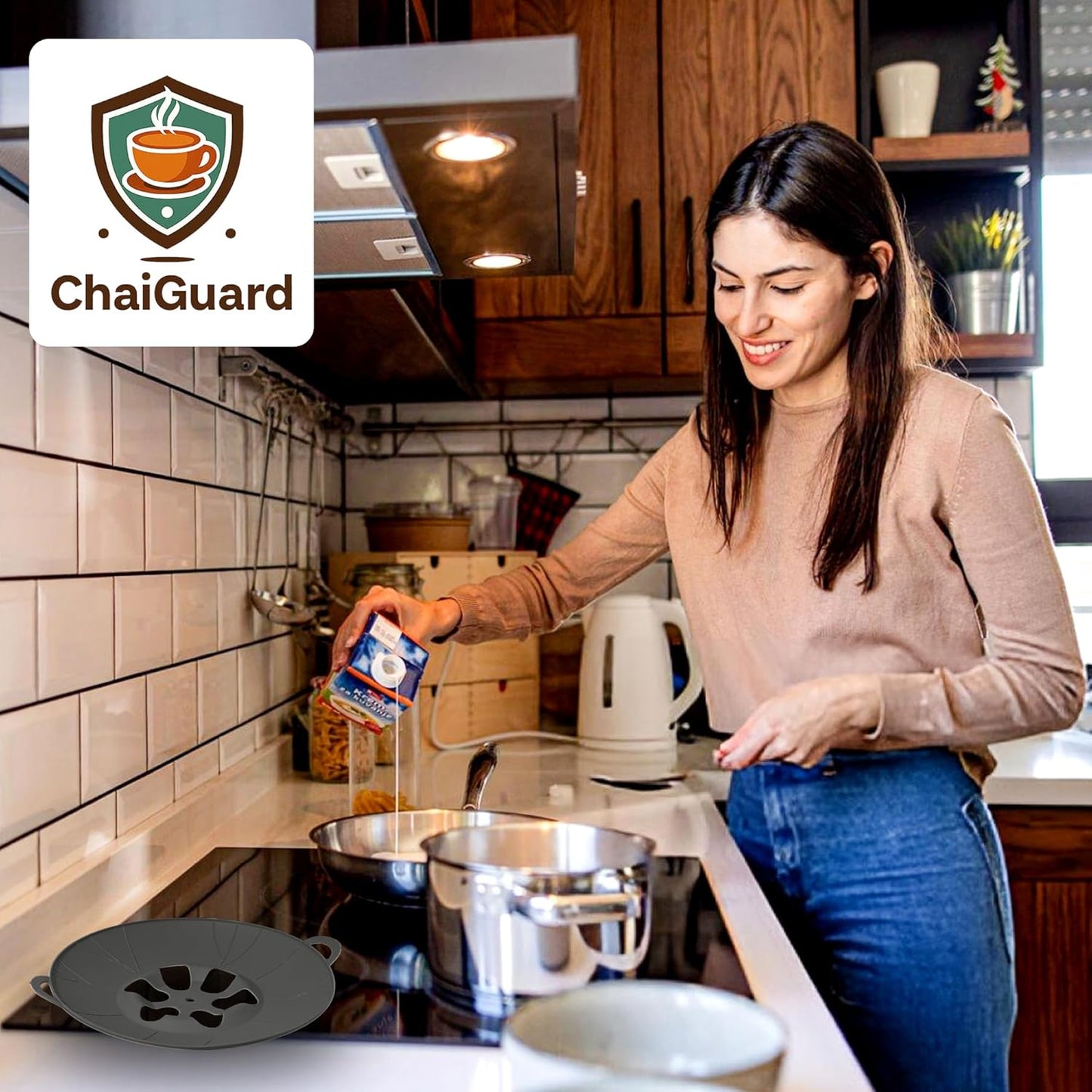 Chai, Tea & Milk Boil-Over Spill Stopper Silicone Lid – Universal Fit for Pots & Saucepans | Food-Safe, BPA-Free, Dishwasher Safe | Heat Resistant up to 520°F