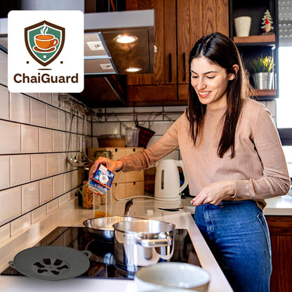 Chai, Tea & Milk Boil-Over Spill Stopper Silicone Lid – Universal Fit for Pots & Saucepans | Food-Safe, BPA-Free, Dishwasher Safe | Heat Resistant up to 520°F