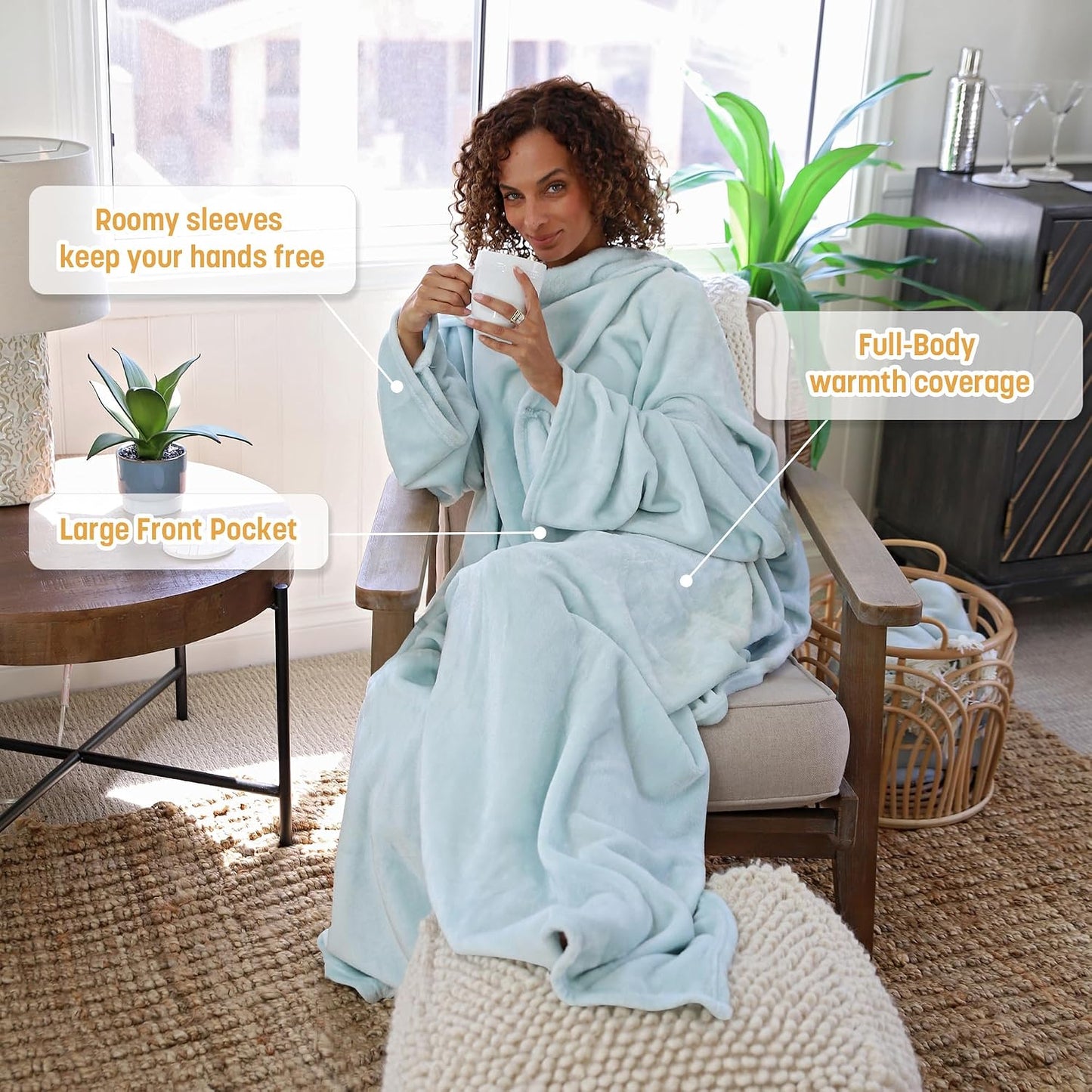 Catalonia Wearable Blanket with Sleeves for Women & Men, Fleece Wrap Throw | Cozy Sleeve Design for Hands-Free Comfort, Perfect for Reading, TV Time & Relaxing, Christmas & Birthday Gift