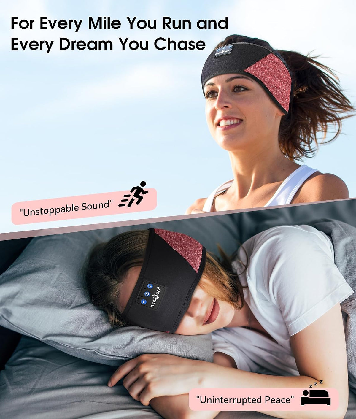 MUSICOZY Bluetooth 5.4 Sleep Headphones Headband Sports Wireless Audio