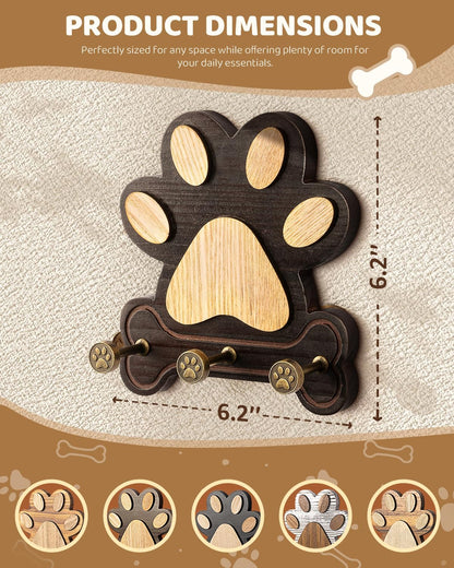 MTERSN Pine Wood Dog Leash Holder for Wall for Dog Walking Station, Black