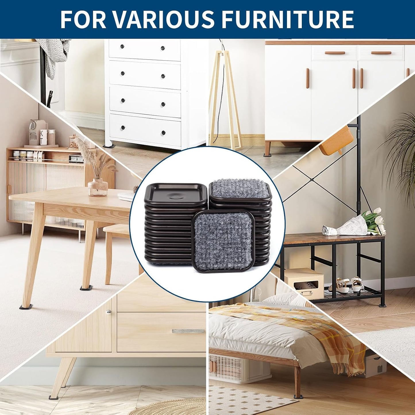 Ezprotekt 1.63" Round Carpet Bottom Furniture Caster Cups, 16 Pcs Reusable Furniture Coasters, Felt Furniture Sliders Pads to Protect Hardwood, Tile or Carpetd Floors from Scratches (Dark Brown)