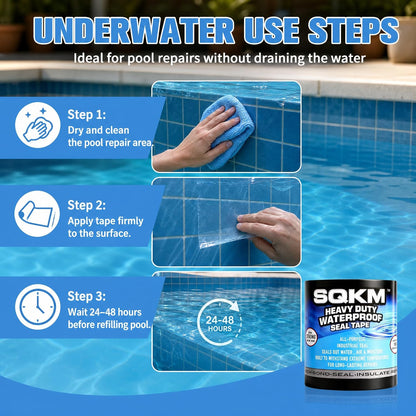 Waterproof Tape, Clear Thick Flexible Rubberized, Strong Adhesive Underwater Seal, Weather Resistant Leak Repair Tape - 3.94 in x 9.8 ft (1 Pack) for Indoor Outdoor Home RV Roof Plumbing Pool