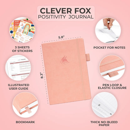 Clever Fox Positivity Journal for Women, 5-minute Gratitude, Seashell