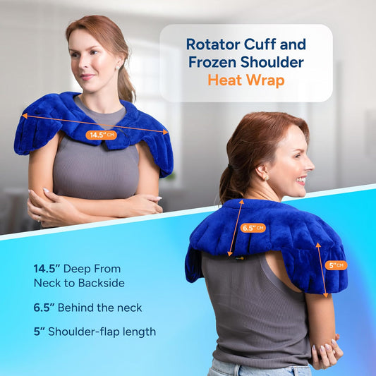 SunnyBay Microwave Heating Pad, Microwavable Heated Neck and Shoulder Wrap with Extra Coverage for Upper Back Pain Relief, Odorless Weighted Dual Purpose Cape for Moist Hot or Cold Therapy, Purple