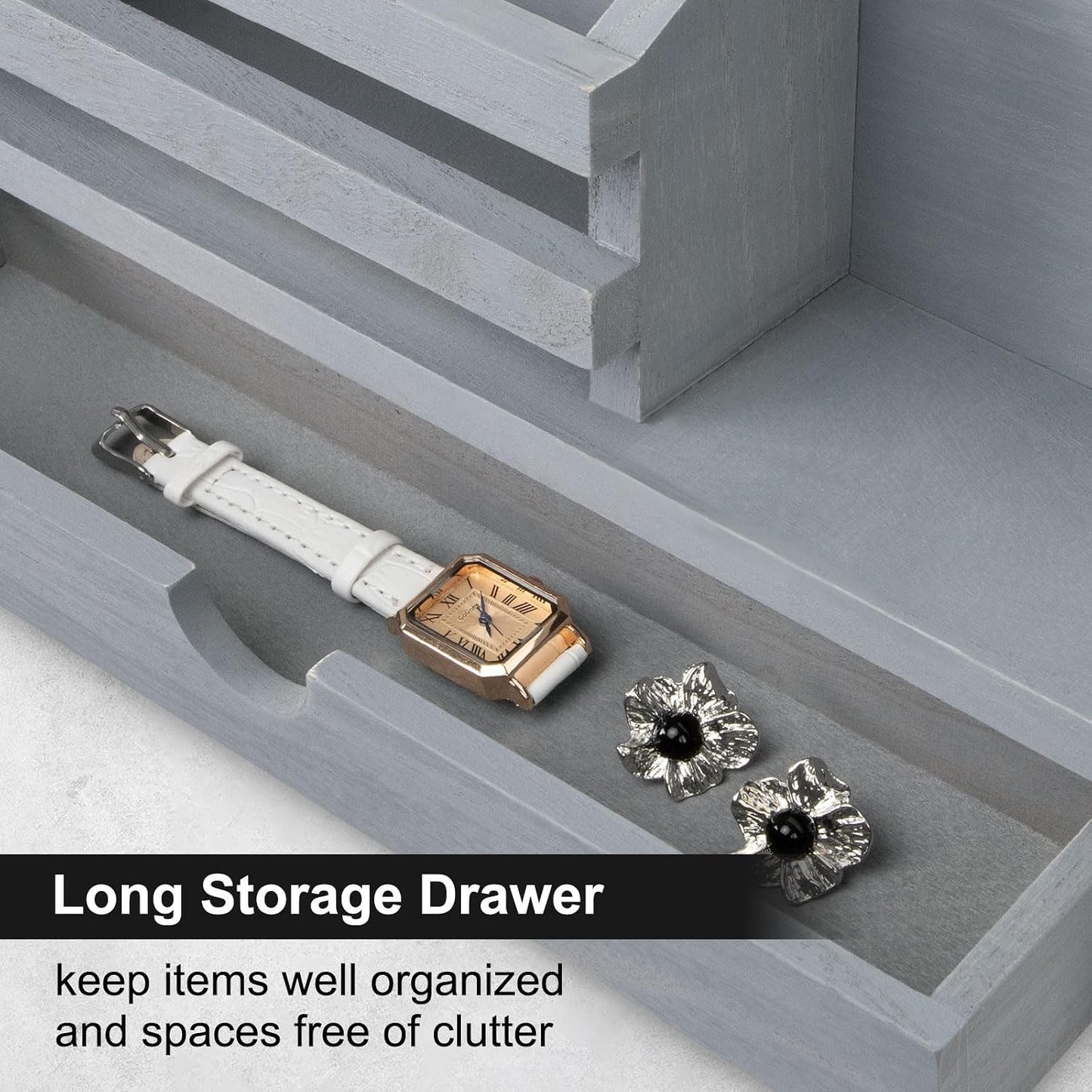 Key Holder Wall Mount, Mail Holder with Storage Drawer | Key and Mail Holder with 5 Key Hooks for Coat, Dog Leash, Home Decor Rack, House Accessories, Entry Way Organizer