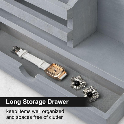 Key Holder Wall Mount, Mail Holder with Storage Drawer | Key and Mail Holder with 5 Key Hooks for Coat, Dog Leash, Home Decor Rack, House Accessories, Entry Way Organizer