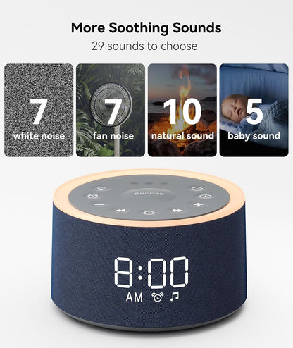 Dreamegg D1+ Sound Machine Alarm Clock, 29 Soothing Sounds with Night Light