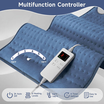 NBKLS Heating Pads for Back Neck Shoulder Pain, Electric Heating Pad Auto Shut Off, Fast Heat, Large Heating Pad Christmas Gift for Women Men, Birthday Gifts for Mom Dad (Blue)