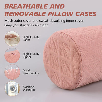 Cozyhealth 3.1" H Small Cervical Roll Pillow, Medium Soft Memory Foam Neck Round Pillow Cylinder Bolster Pillow for Sleeping, Round Neck Support for Bed, Legs, Back and Yoga (Grey, Small - 3.1" H)